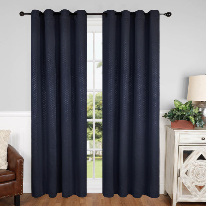 Solid Shimmer Grommet Blackout Curtain Panel Set