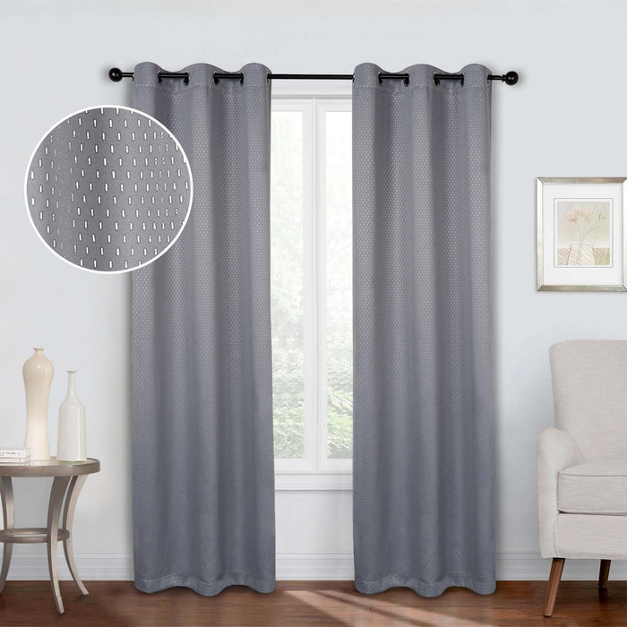 Blackout Solid Shimmer Grommet Curtain Panel Set 42" - Gray