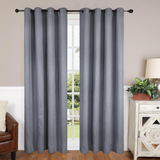 Blackout Solid Shimmer Grommet Curtain Panel Set 42" - Gray