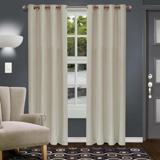 Shimmer Abstract Modern Blackout Curtain Set - Ivory