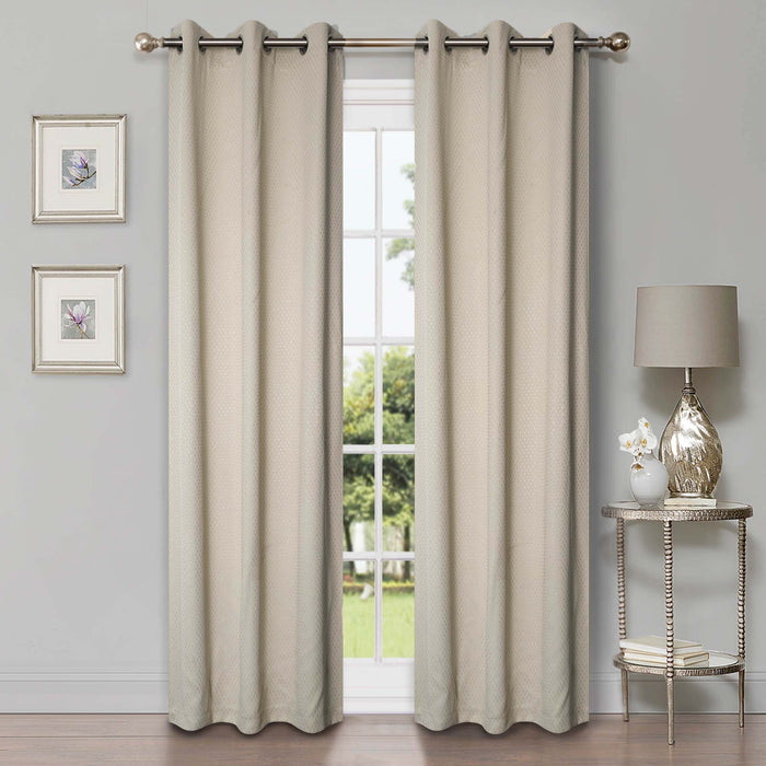 Shimmer Abstract Modern Blackout Curtain Set - Ivory