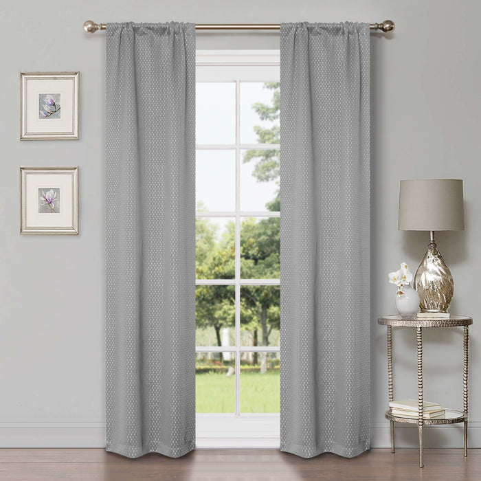 Shimmer Abstract Modern Blackout Curtain Set - Silver