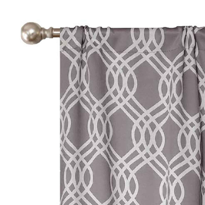 Ribbon Trellis Washable Room Darkening Blackout Curtain Panel Set