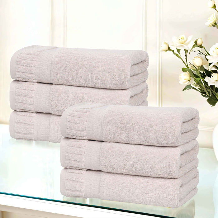 Venice Zero Twist Cotton Medium Weight Absorbent Hand Towels, Set of 6