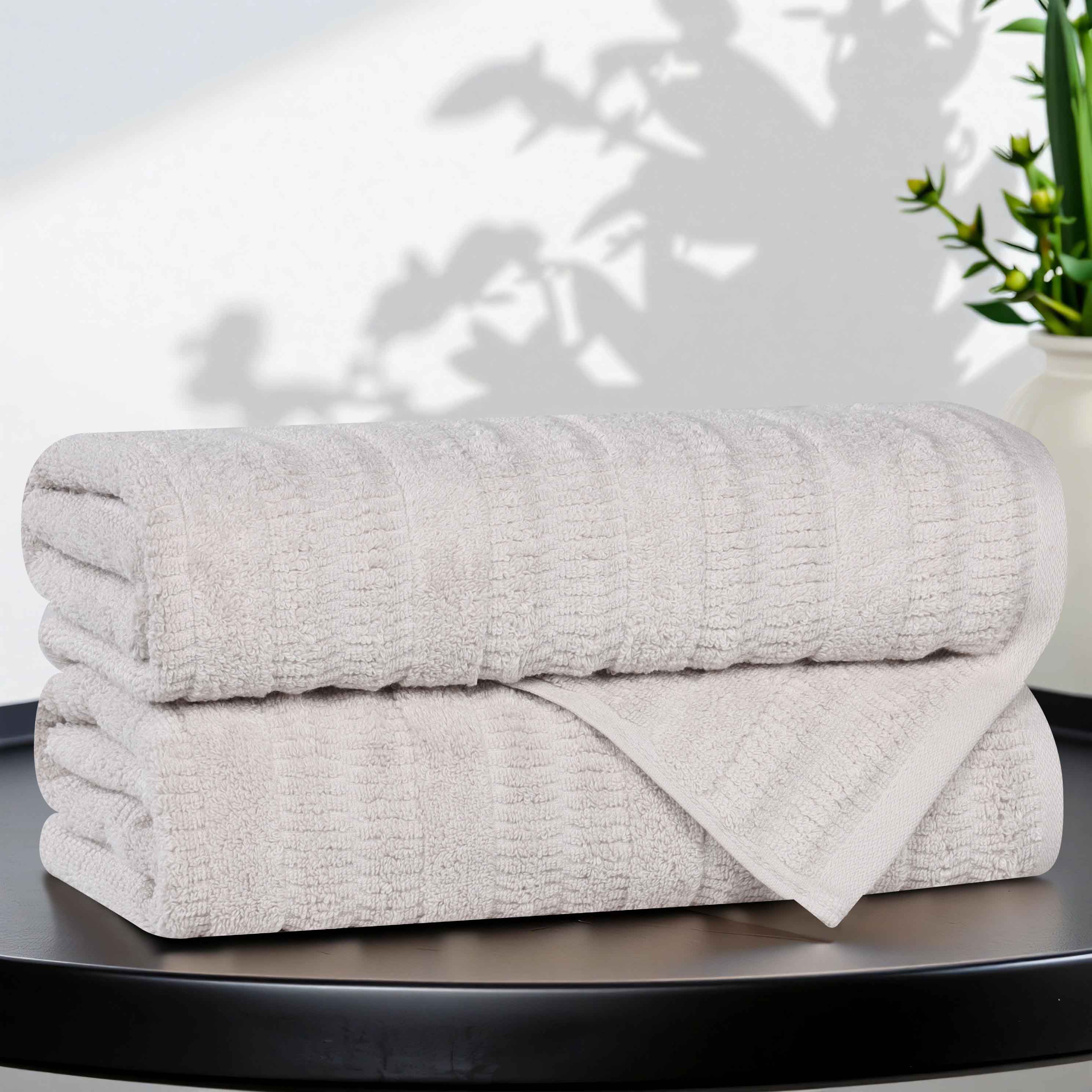 Mika Smart Twist Cotton Solid Vertical Ribbed Bath Towels, Set of 2 - Blue Nile Mills