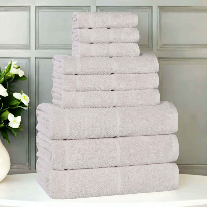 Mile Smart Twist Cotton Solid Broad Border 9 Piece Towel Set