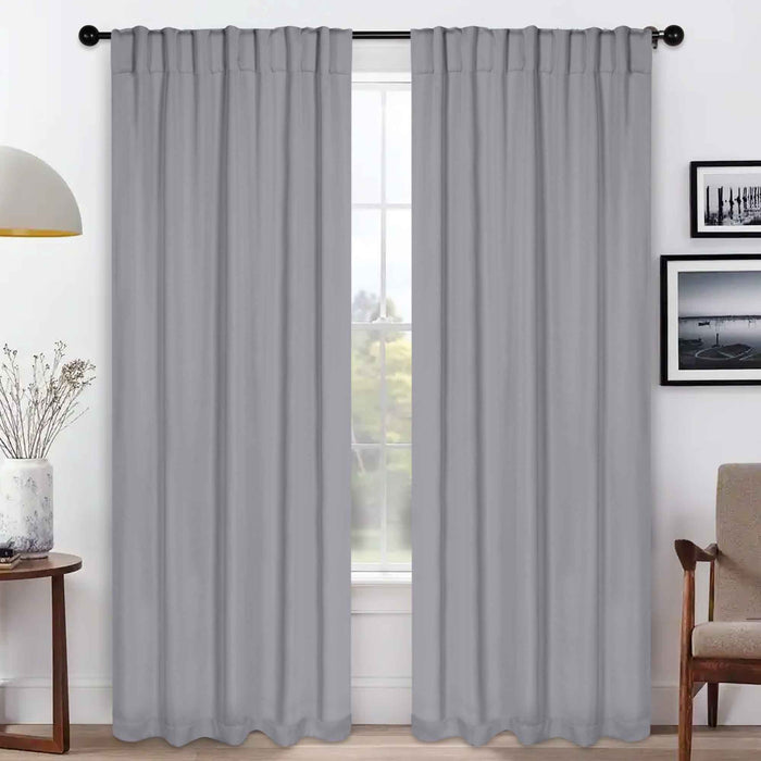 Solid Room Darkening Blackout Curtains with Back Tabs, Set of 2