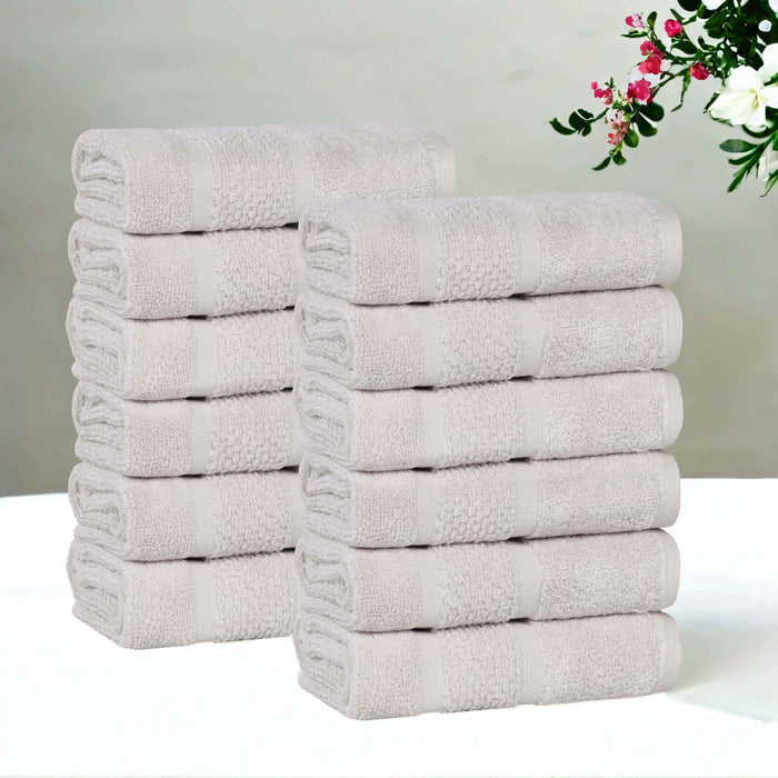 Mile Smart Twist Cotton Medium Weight Solid Face Towels, Set of 12