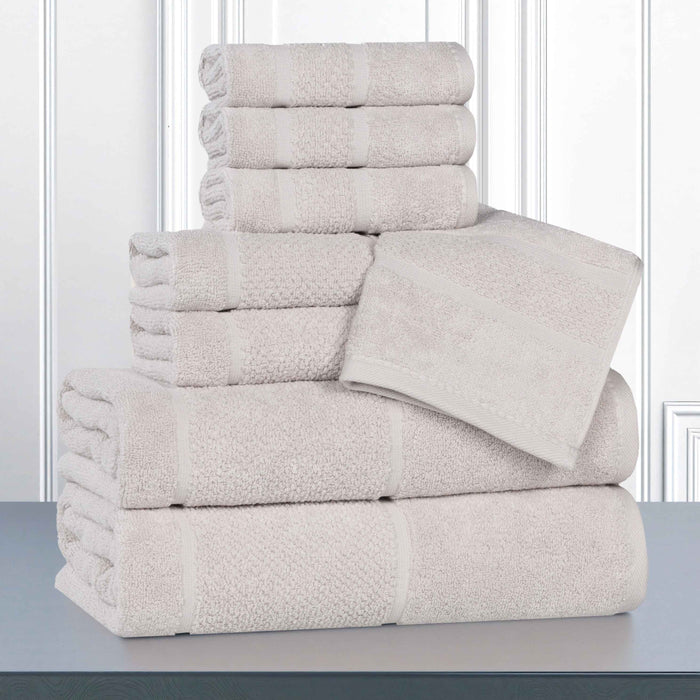 Mile Smart Twist Cotton Solid Broad Border 8 Piece Towel Set