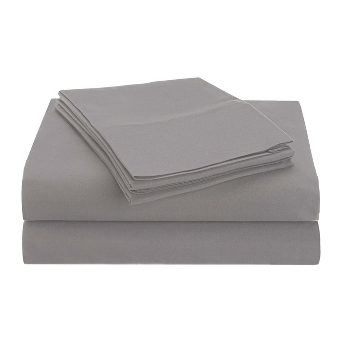 Solid Wrinkle Resistant Microfiber Deep Pocket Sheet Set - Silver