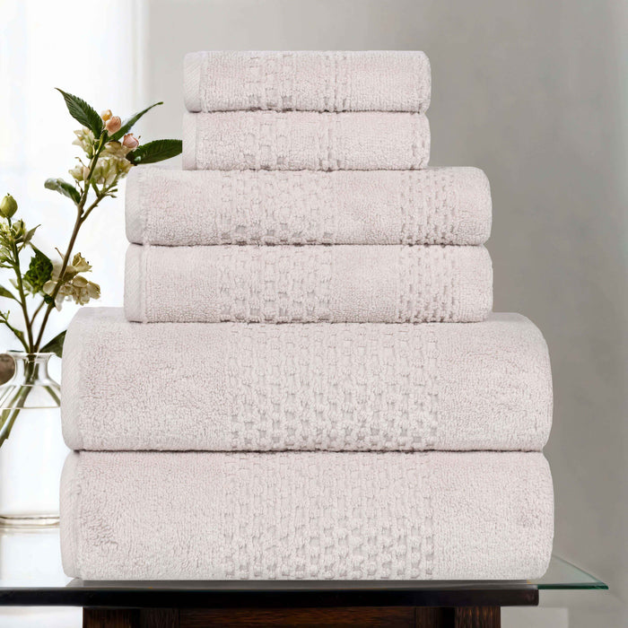 Playa Zero Twist Cotton Solid Waffle Textured 6 Piece Towel Set