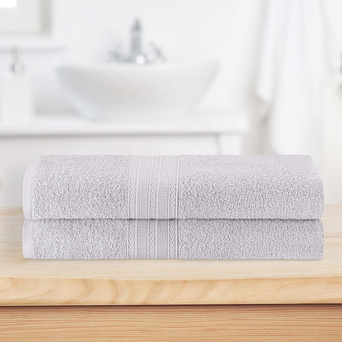 Cotton Eco Friendly 2 Piece Solid Bath Sheet Towel Set - Silver