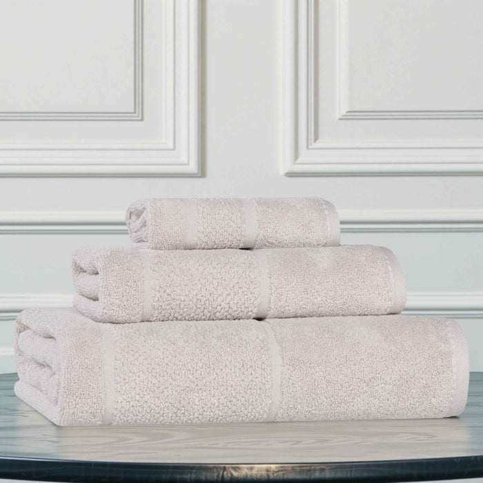 Mile Smart Twist Cotton Solid Broad Border 3 Piece Towel Set