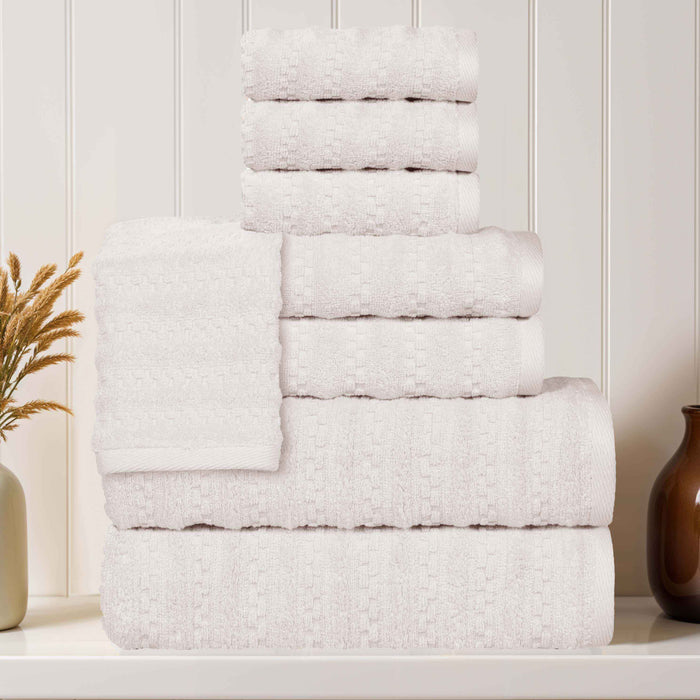 Zuma Zero Twist Cotton Medium Weight Soft Absorbent 8 Piece Towel Set