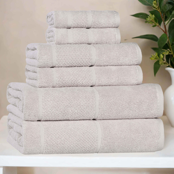 Mile Smart Twist Cotton Solid Broad Border 6 Piece Towel Set