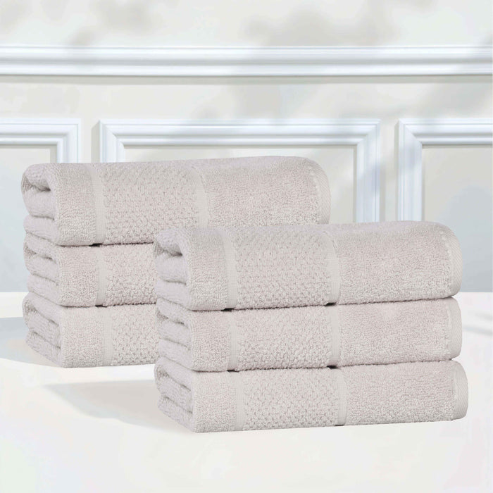 Mile Smart Twist Cotton Solid Hand Towels, Set of 6