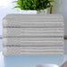 Soho Ribbed Textured Cotton Ultra-Absorbent Bath Towel Set of 4 - Silver