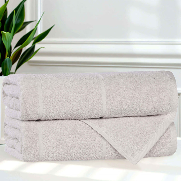 Mile Smart Twist Cotton Solid Broad Border Bath Towels, Set of 2