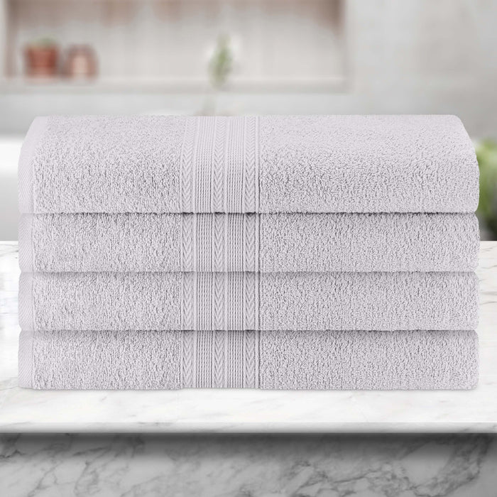 Cotton Eco-Friendly 4 Piece Solid Bath Towel Set - Silver