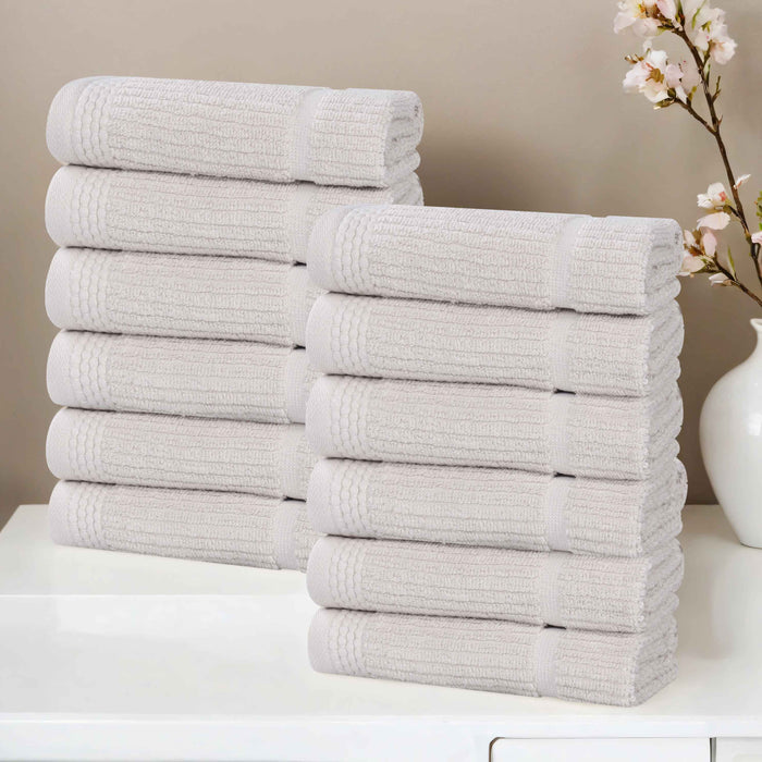 Milo Smart Twist Cotton Solid Face Towels Washcloths, Set of 12