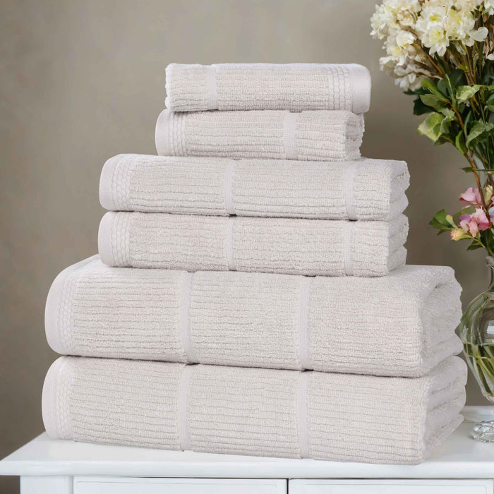 Milo Smart Twist Cotton Solid Ribbed Design 6 Piece Towel Set