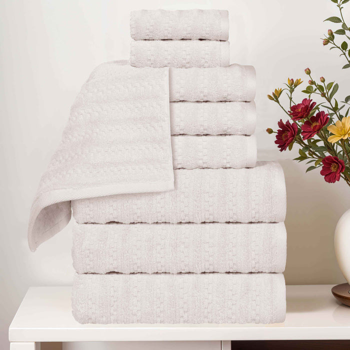 Zuma Zero Twist Cotton Medium Weight Soft Absorbent 9 Piece Towel Set