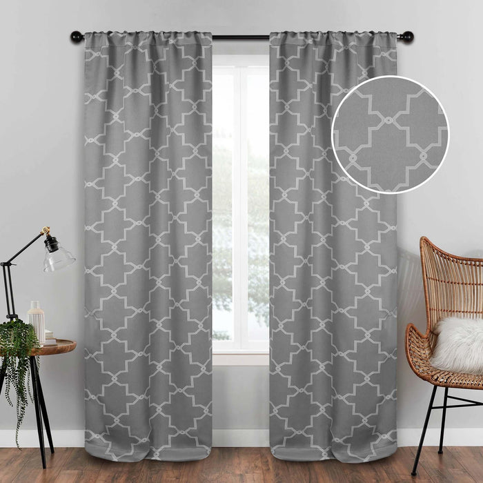 Imperial Trellis Grommet Header Blackout Curtain Panel Set