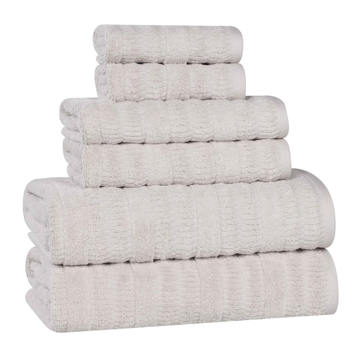 Mika Smart Twist Cotton Solid Vertical Ribbed 6 Piece Towel Set