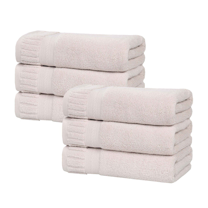 Venice Zero Twist Cotton Medium Weight Absorbent Hand Towels, Set of 6