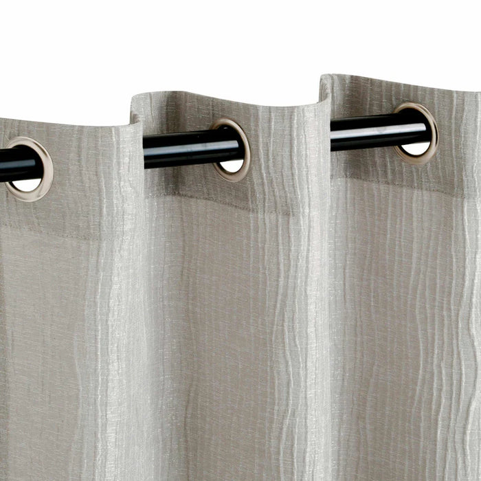 Metallic Cascade Jacquard Solid Textured Curtain Set - Silver