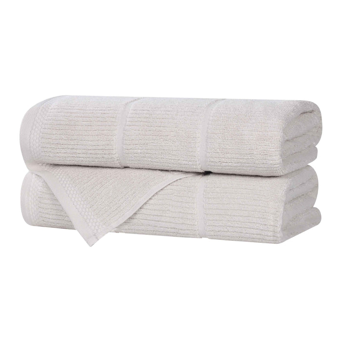 Milo Smart Twist Cotton Solid Ribbed Design Bath Towels, Set of 2