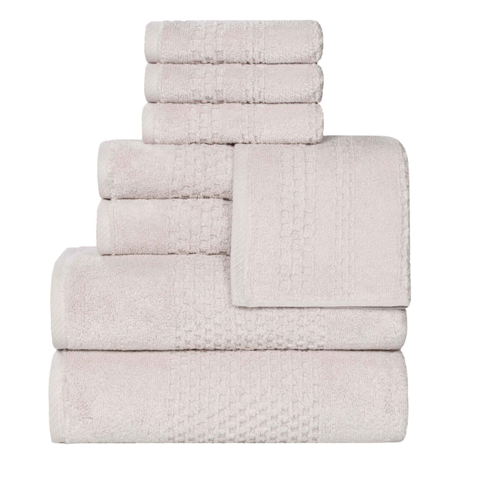 Playa Zero Twist Cotton Solid Waffle Textured 8 Piece Towel Set