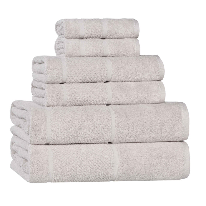 Mile Smart Twist Cotton Solid Broad Border 6 Piece Towel Set