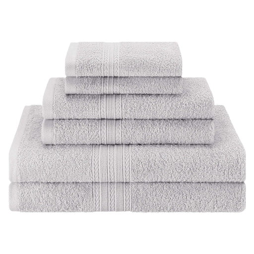 Eco-Friendly Cotton Ring Spun 6 Piece Towel Set - Silver