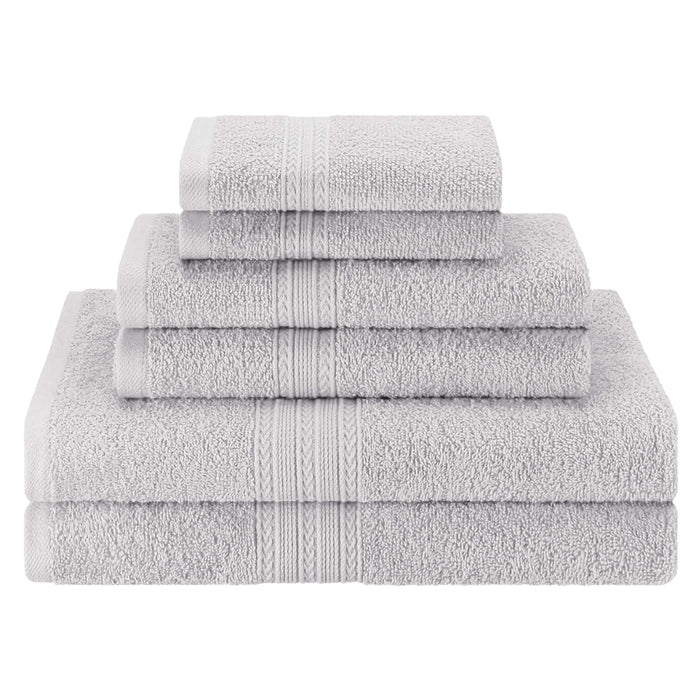 Eco-Friendly Cotton Ring Spun 6 Piece Towel Set - Silver
