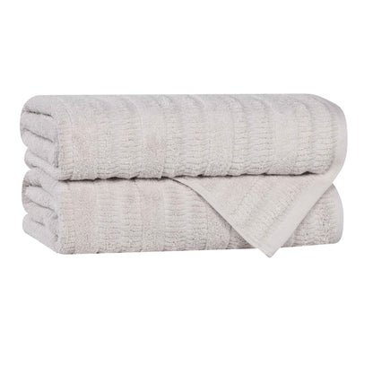 Mika Smart Twist Cotton Solid Vertical Ribbed Bath Towels, Set of 2 - Blue Nile Mills