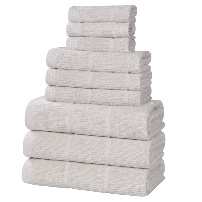 Milo Smart Twist Cotton Solid Ribbed Design 9 Piece Towel Set