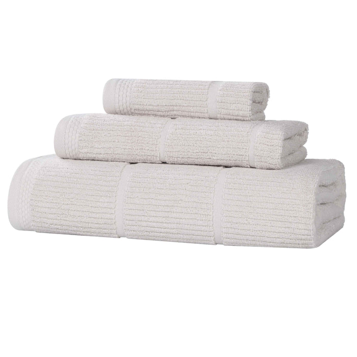 Milo Smart Twist Cotton Solid Ribbed Design 3 Piece Towel Set