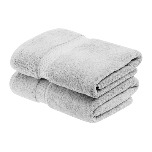 Egyptian Cotton Pile Plush Heavyweight Bath Towel Set of 2 - Silver