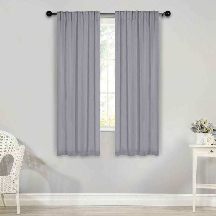 Solid Room Darkening Back Tabs Blackout Curtains, Set of 2