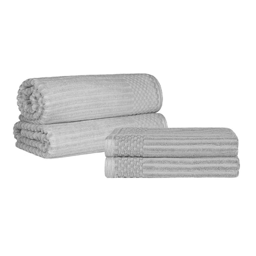 Soho Ribbed Textured Cotton Ultra-Absorbent Bath Sheet / Bath Towel Set - Silver