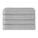 Soho Ribbed Textured Cotton Ultra-Absorbent Bath Towel Set of 4 - Silver