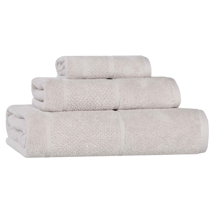 Mile Smart Twist Cotton Solid Broad Border 3 Piece Towel Set