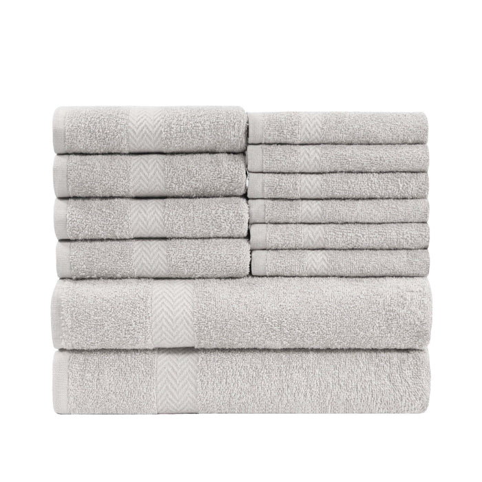 Franklin Cotton Eco Friendly 12 Piece Towel Set - Silver