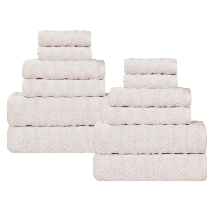 Zuma Zero Twist Cotton Medium Weight Soft Absorbent 12 Piece Towel Set