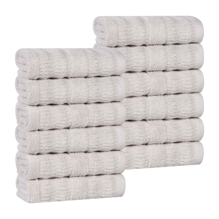 Mika Smart Twist Cotton Solid Face Towels Washcloths, Set of 12