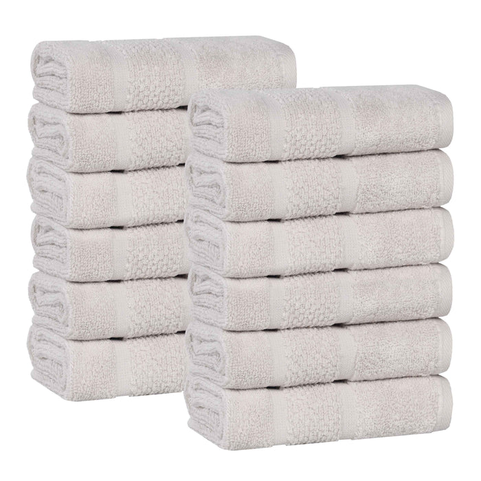 Mile Smart Twist Cotton Medium Weight Solid Face Towels, Set of 12