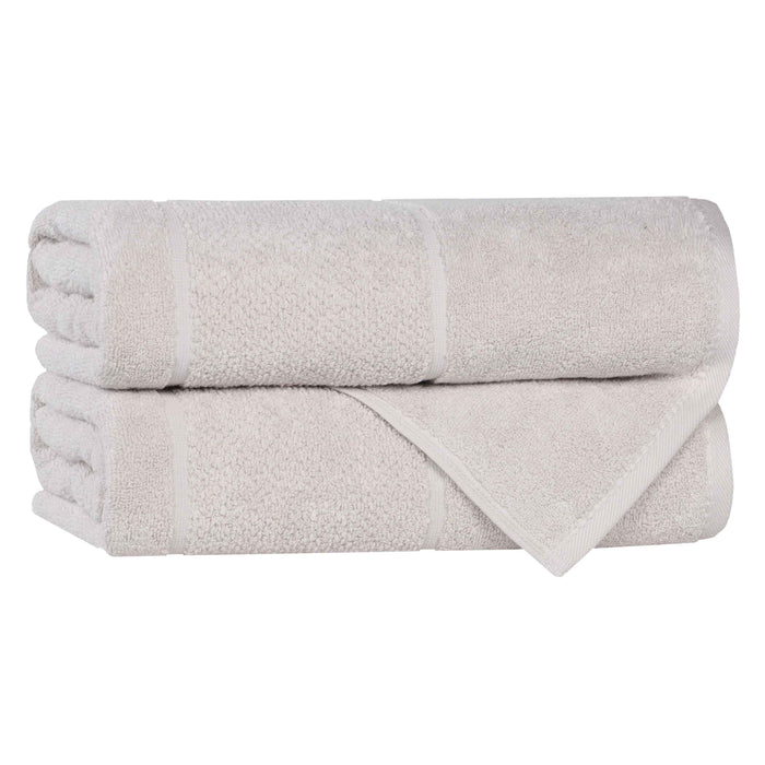 Mile Smart Twist Cotton Solid Broad Border Bath Towels, Set of 2