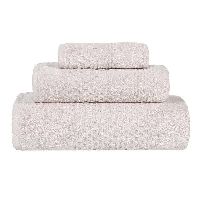 Playa Zero Twist Cotton Solid Waffle Textured 3 Piece Towel Set