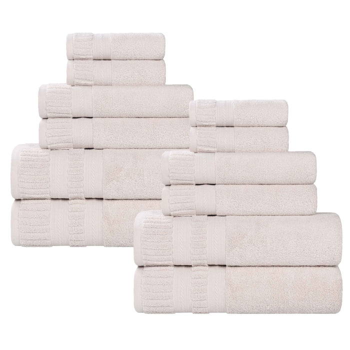 Venice Zero Twist Cotton Medium Weight Absorbent 12 Piece Towel Set